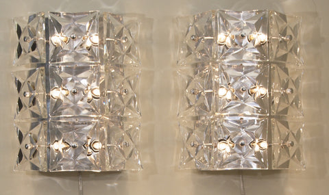 Massive Square Crystal Sconces by Kinkeldey