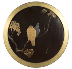 A Japanese Black and Gold Lacquered Panel Signed Guykushin