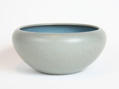 A Grey Marblehead Pottery Bowl with Blue Interior