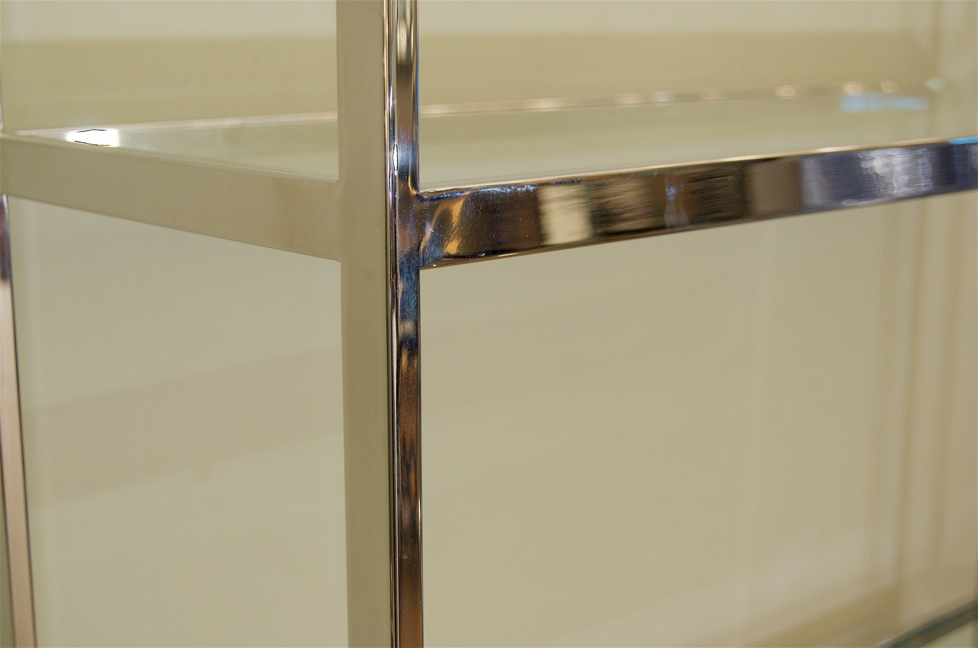 Chrome and Glass Etagere in the Style of Milo Baughman