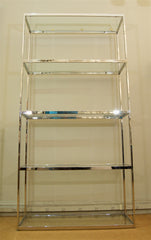 Chrome and Glass Etagere in the Style of Milo Baughman