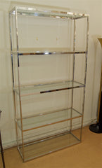 Chrome and Glass Etagere in the Style of Milo Baughman