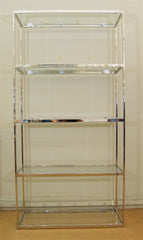 Chrome and Glass Etagere in the Style of Milo Baughman