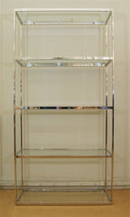 Chrome and Glass Etagere in the Style of Milo Baughman