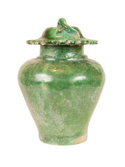A Ming Covered Baluster Vase In Kelly Green.