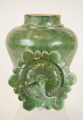 A Ming Covered Baluster Vase In Kelly Green.
