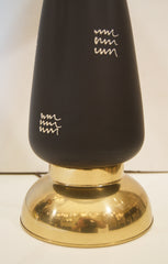 Black Enameled and Brass Table Lamps