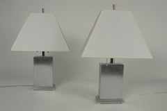 A Pair of Steel and Chrome Table Lamps by Chase