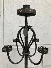 Pair of Italian Baroque Wrought Iron Five Light Candelabra