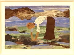 “Harmony in Blue and Green” Diptych by Mathieu Rosianu  (French, 1897-1969) Circa 1940