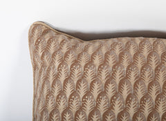 A Pair of Fortuny Tobacco Color Plumette Pattern Pillows  -    Also Priced Individually