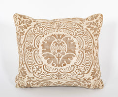 Contemporary Pillow in Fortuny Cream & Brown Orsini Pattern Fabric