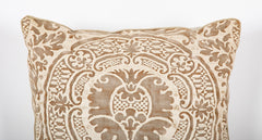 Contemporary Pillow in Fortuny Cream & Brown Orsini Pattern Fabric