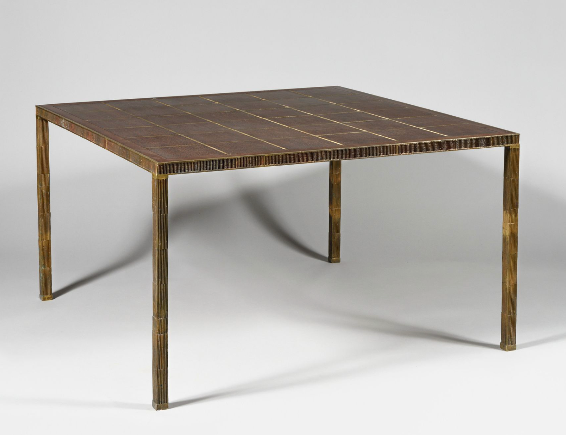 A Palmwood and Bronze Table by Louis Cane
