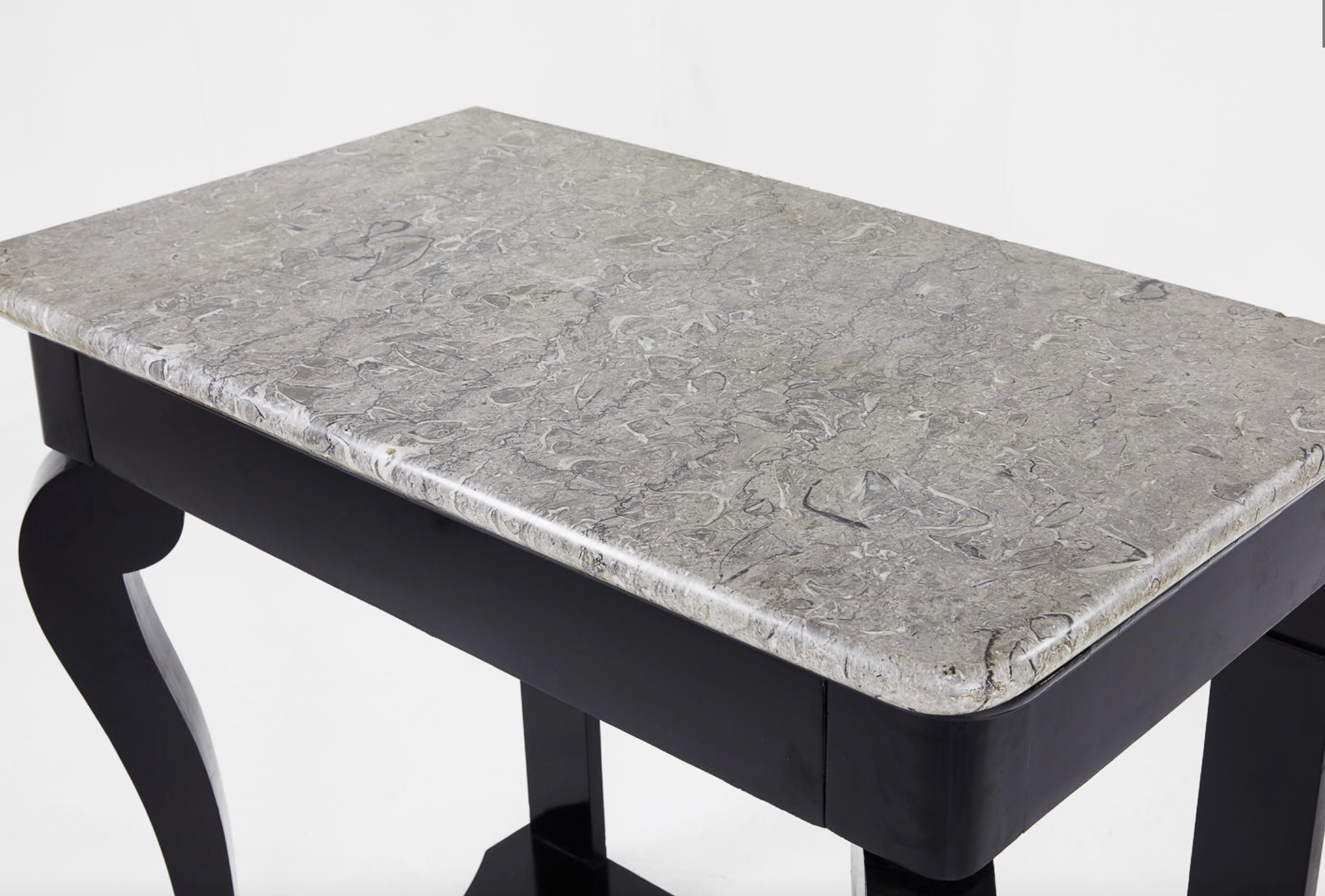 An Ebonized Biedermeier Console Table with Fossilized Stone Top