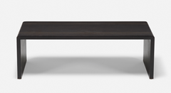 Ebonized linen wrapped coffee table with silver/grey detail