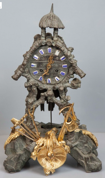Bronze Tropical Theme French Clock