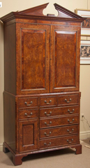 19th Century Yew Wood & Mahogany Linen Press