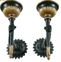 20th Century Venetian Style Bronze and Parcel-Gilt Wood Arm Sconces