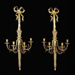 A Large Pair of Louis XVI Style Bronze Sconces