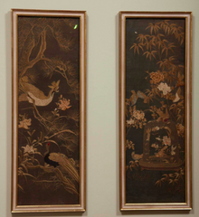 Four Framed Late 18th Century Japanese Embroidered Silk Panels