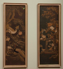 Four Framed Japanese Embroidered Silk Panels