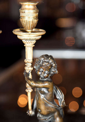 French Bronze Faun Candlesticks