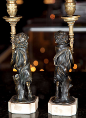 French Bronze Faun Candlesticks