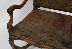 Carved Fauteuil with Needlepoint Seat and Back