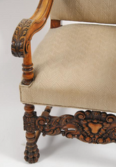 Large Carved Walnut Armchair