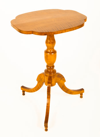 An American Stylized Quatrefoil Tiger Maple Table