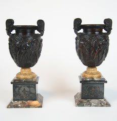 A Pair of Bronze and Marble Townley Vases