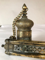 Ottoman Brass Inkwell and Pen Case Qalamdan