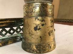 Ottoman Brass Inkwell and Pen Case Qalamdan