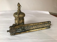 Ottoman Brass Inkwell and Pen Case Qalamdan