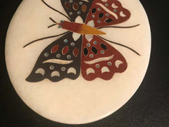 Anglo Indian Pietra Dura Inlaid Marble Butterfly Paperweight