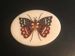 Anglo Indian Pietra Dura Inlaid Marble Butterfly Paperweight