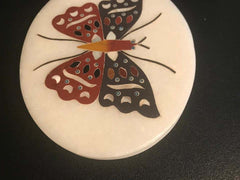 Anglo Indian Pietra Dura Inlaid Marble Butterfly Paperweight