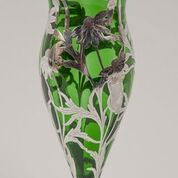 Art Nouveau Alvin Sterling over Green Glass Vase