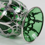 Art Nouveau Alvin Sterling over Green Glass Vase