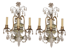 Pair of Gilded Rock Crystal Sconces