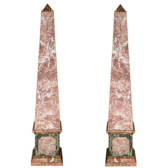 Pair of French Monumental Marble Veneered Obelisks