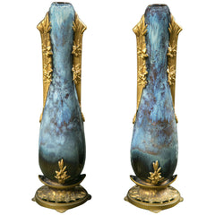 Pair of French Art Nouveau Porcelain Vases by Paul Francoise Louchet