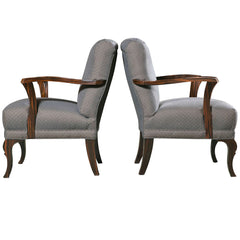 Pair of Upholstered Art Deco Armchairs of Palisander Wood