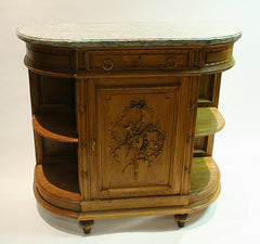 Carved Oak Server with Marble Top