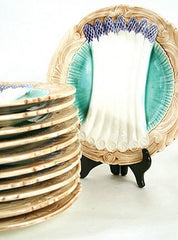 Set of 11 Majolica Asparagus Plates