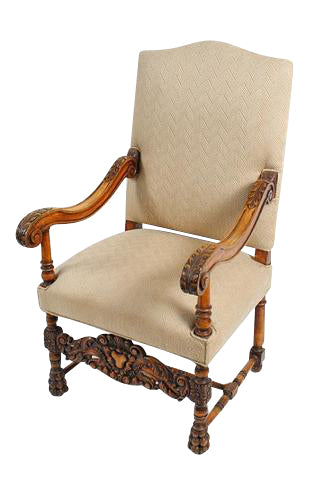 Large Carved Walnut Armchair