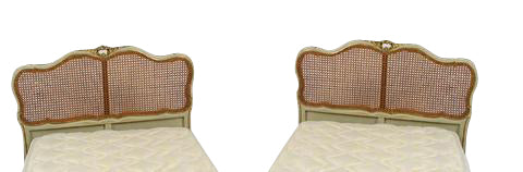 Pair of Caned and Painted Single Beds