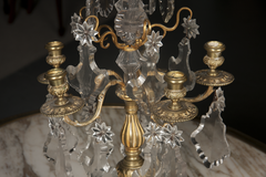 Pair Louis XV Bronze and Crystal Candelabra