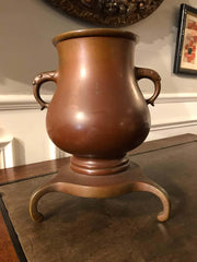 Japanese Bronze Vase on Tripod Base, Signed